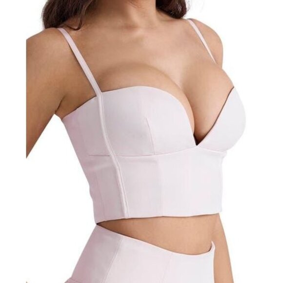 NWT HOUSE OF CB Pabla Plunge Neck Crop Top Small Ballet Slipper New With Tags - Picture 4 of 16